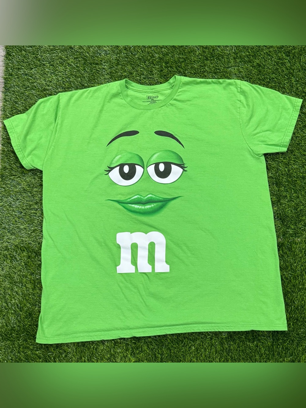 Officially Licensed M&M's Green Character Big Face Graphic T-Shirt 2XL